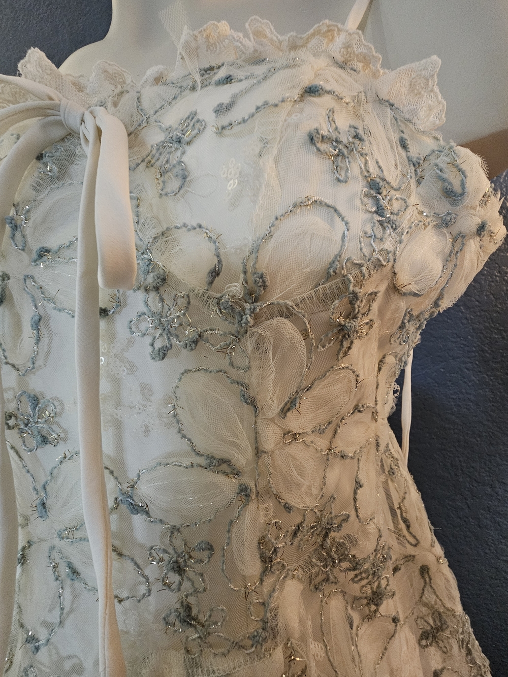 Floral Lace Spaghetti Strap Slip Dress - Ivory - Picture 4 of 13